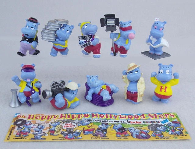 KINDER FERRERO SURPRISE 10x FIGURINE HAPPY HIPPO HOLLYWOOD SÉRIE COMPLÈTE RAR