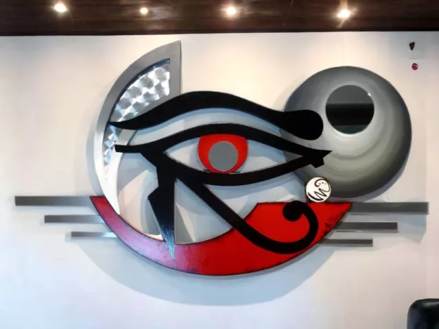 Unique EYE Wall Sculpture, The Eye of Horus, wood with Metal  Egyptian Wall art 3