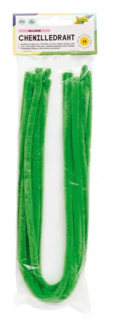 folia 77851 Chenille Wire Pipe Cleaners Pack of 10 in Light Green Diameter 8 mm