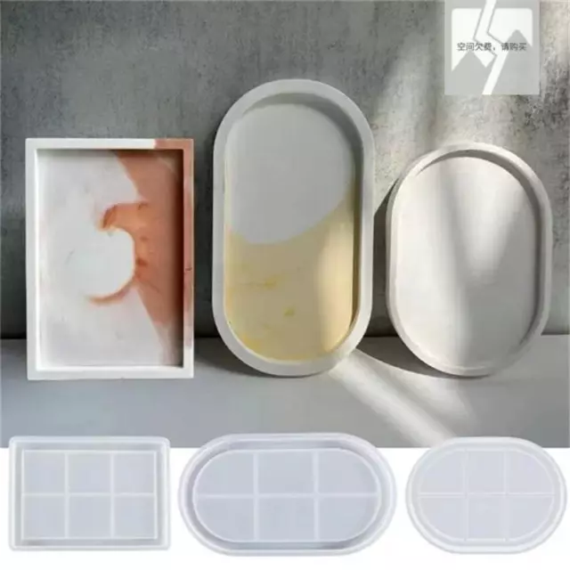 DIY Tray Silicone Mold Handmade Plate Casting Mould for Plaster Concrete Molds