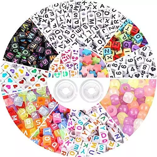 DICOBD 1500pcs Letter Beads Square Alphabet Beads for Bracelets Jewelry Making