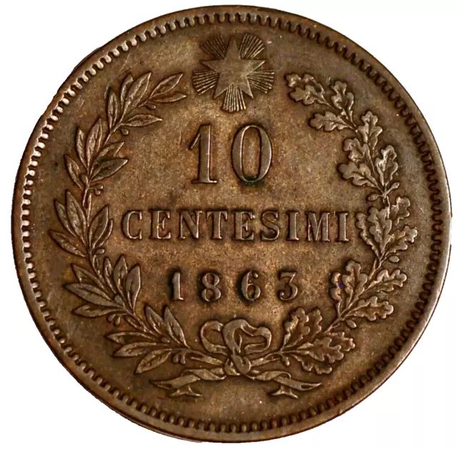 Italy 10 Centesimi 1863 KM# 11.2