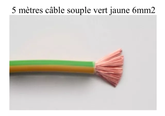 câble électrique souple de terre 6 mm2 vert jaune 5 mètres