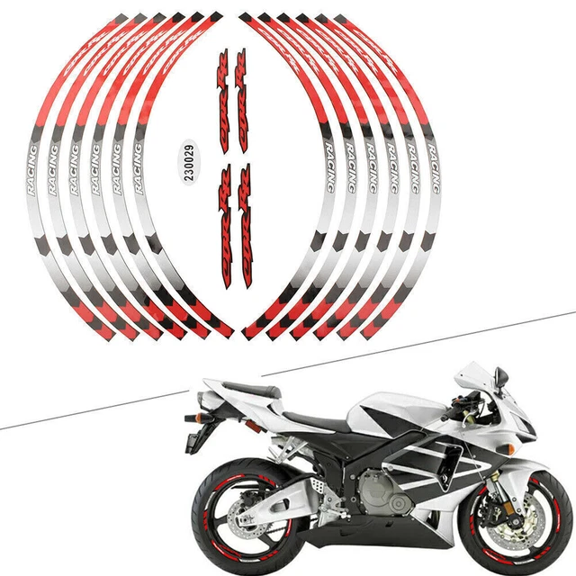 Motor Rim Stripes Wheel Decals Tape Stickers For HONDA REPSOL HRC CBR RR Red