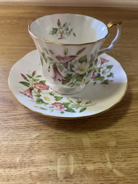 Vintage Queen's China Staffordshire Fine Bone Cup and Saucer Gold Trim Floral