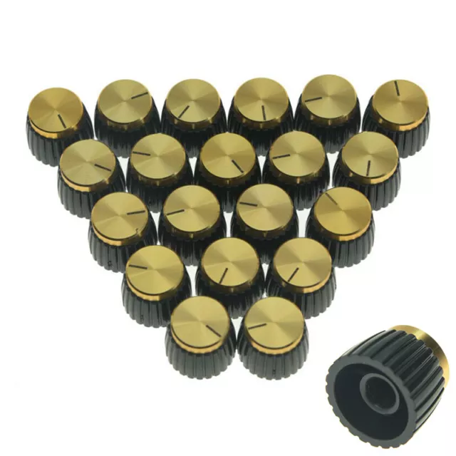 20x Gold Marshall Black on /  Guitar Knobs fits Cap Push Amplifier AMP Knobs