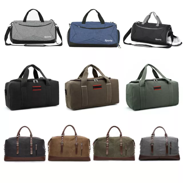 18“/22”/26" Men's Duffle Shoulder Bag Travel Luggage Canvas Gym Tote HandBag