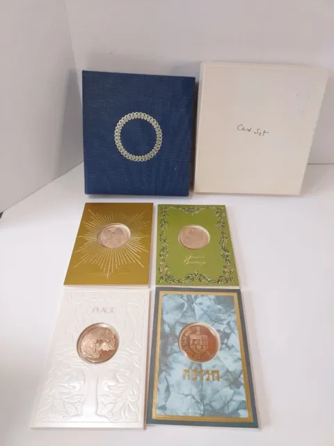 Holiday Cards By The Franklin Mint 1981 Bronze Medallions in Book