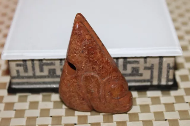 Chinese jade red mountain culture turquoise carved amulet