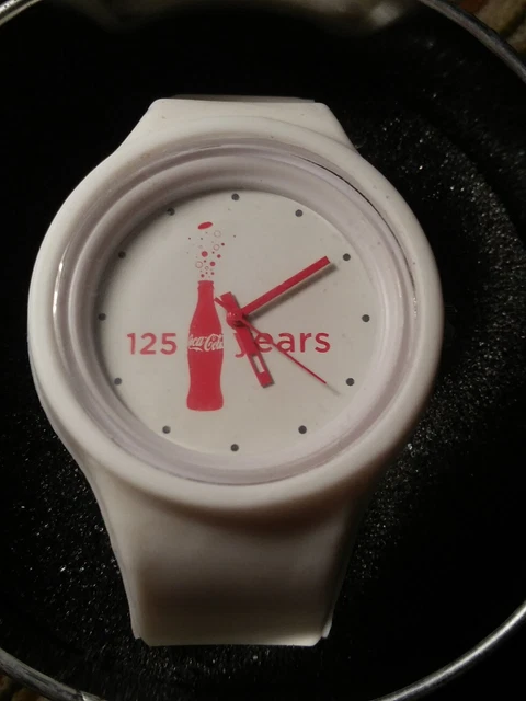 Coca Cola 125 year anniversary watch Coke Bottle Original Tin Container RARE