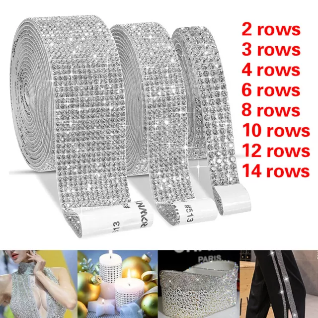 Self Adhesive Crystal Rhinestone Diamond Ribbon DIY Sticker Craft Decoration 06