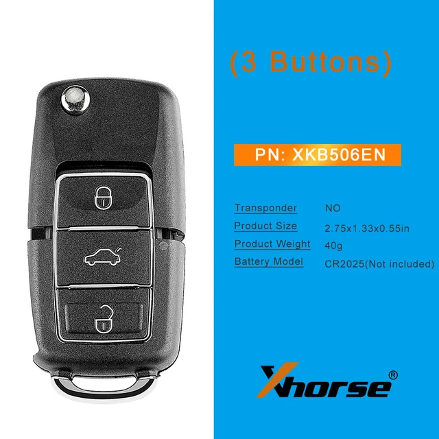 5x Xhorse XKB506EN Wire Remote Key VW B5 Flip 3 Buttons for VVDI Key Tool