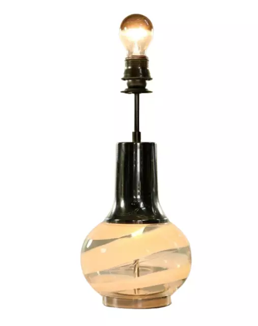 Doria Tisch Lampe Glas Fuß Leuchte innenbeleuchtet Vintage 60er 70er Jahre