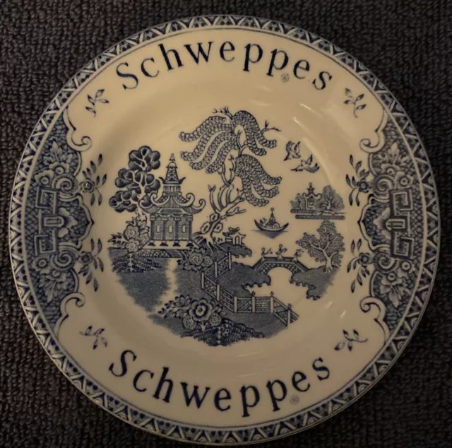 Enoch Wedgwood SCHWEPPES Blue Willow PATTERN TIP DISH or PIN DISH England