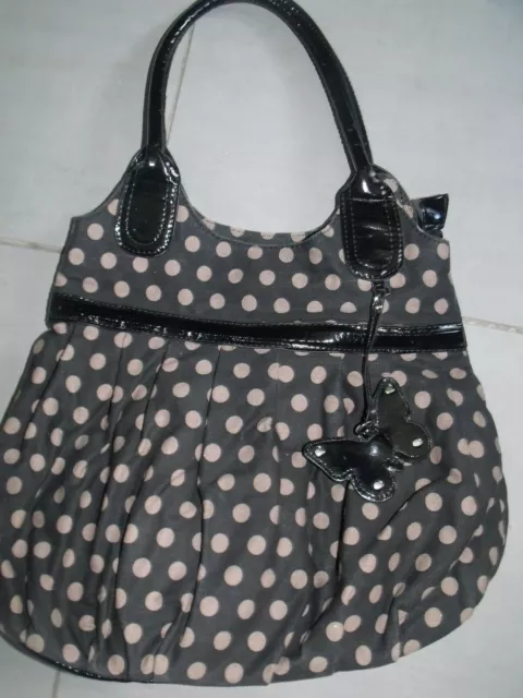 SAC A MAINS Femme En Tissu Et A Pois Marron Noir La Halle EUR 5 00