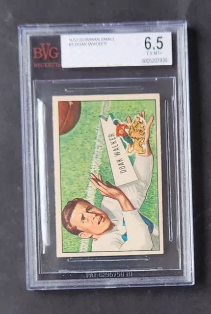 1952 Bowman Football (Small) #3 DOAK WALKER BVG/BGS 6.5 EX-MT+ Detroit Lions HOF