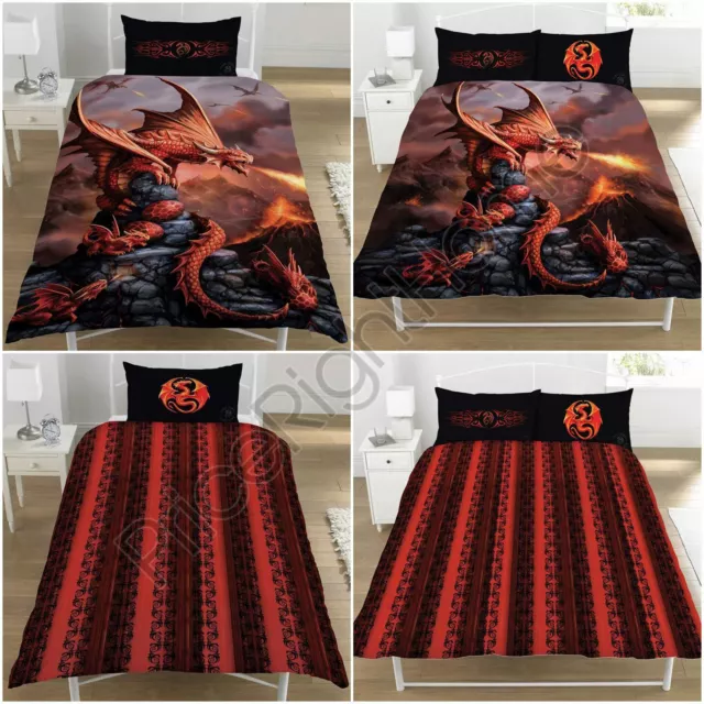 Anne Stokes Fire Dragon Duvet Cover Set Reversible Bedding - Single / Double