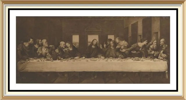 1905 Old Antique Art Print by LEONARDO DA VINCI - THE LAST SUPPER Jesus Christ