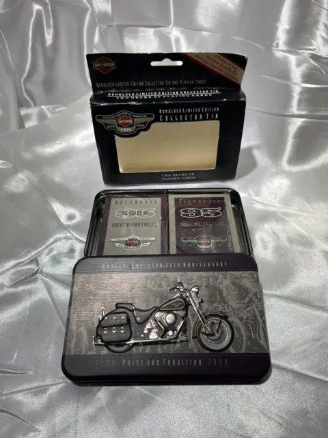 Harley Davidson Motorcycle 95th Anniversary 2 Decks Playing Cards & Tin 1998 NEW 3