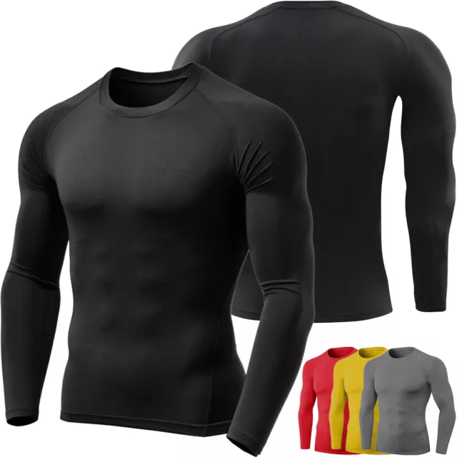 MEN'S LONG SLEEVE Compression Shirt UPF 50+ UV Sun Protection Athletic ...