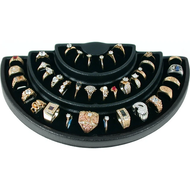 New 36 Slot 3 Tier Black Ring Display Foam Jewelry Stand
