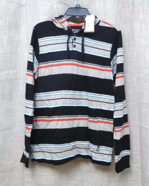 $44.50 Micros Men’s Variagated Striped  Long Sleeve Hooded Tee, S