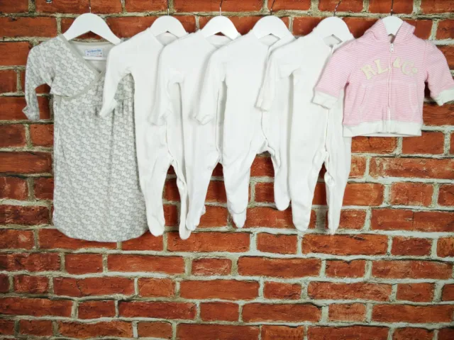Baby Girls Bundle Age 0-3 Months Jojo Maman R Lauren Etc Sleepsuit Hoodie 62Cm