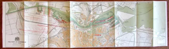 Amsterdam port official map c.1915-20 Vintage Europe City Plan harbor IJ river 2