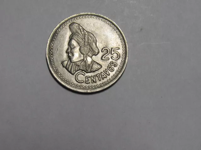 Old Guatemala Coin - 1996 25 Centavos - Circulated, spots, scratches 2