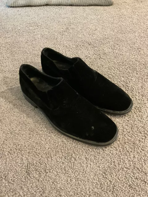 GIORGIO ARMANI VINTAGE Black Velvet Men’s Dress Shoes Loafers Size 46 ...