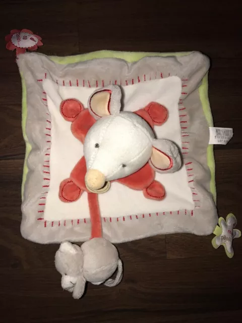 Schmusetuch Kuscheltuch Doudou Compagnie Maus Orange Weiß Grün Baby White Mon Pa