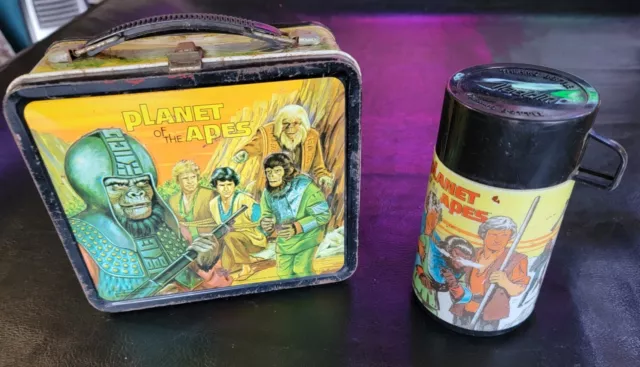 Vintage 1974 Planet of the Apes Metal Lunch Box with Thermos Vintage 1974 Planet of the Apes Metal Lunch Box with Thermos