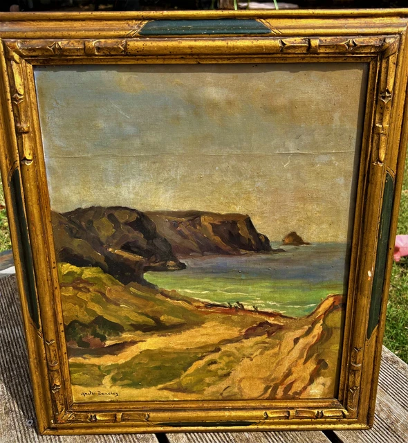 ANCIENNE HUILE SUR Toile Signée Moreau Tableau Un Étang En Camargue EUR