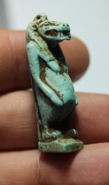 ZURQIEH - ad14613- ANCIENT LARGE FAIENCE TAWERET AMULET, 600 - 300 B.C