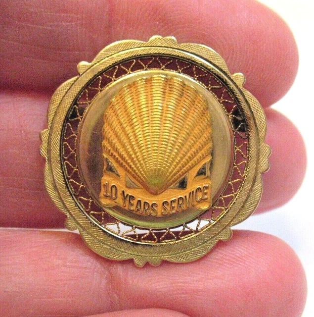 SHELL OIL 10 Year Service Award Pin 14K Gold And 12K Gold Filled 1974 5 ...