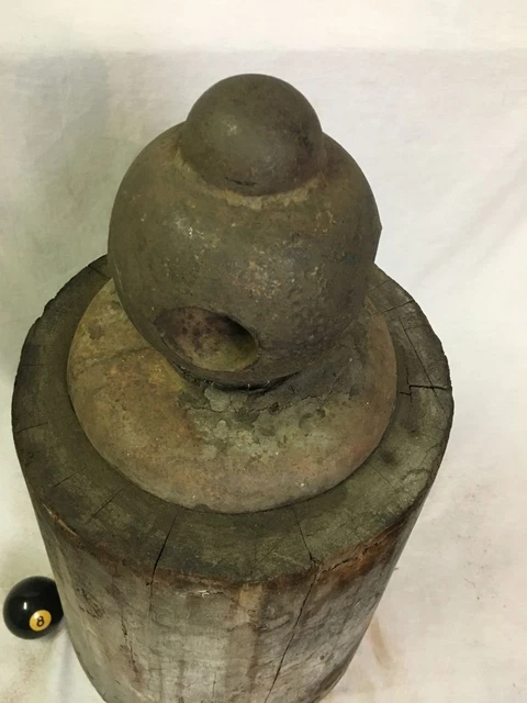 Antique Folk Art Horse Weight Wood Iron 3