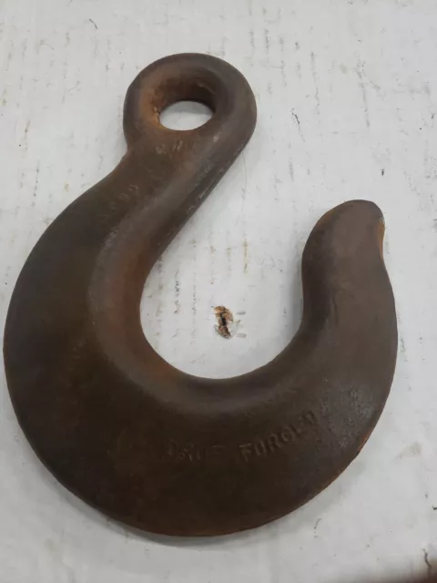Vintage Large Hook Steel/Iron Lifting Hook 8.5"x 6.5" Opening 2" ACCO BLACKSMITH