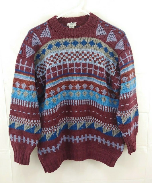 Vtg Andina Mens Sweater Sz Large Handmade Sheep Wool Unique Icelandic Knit