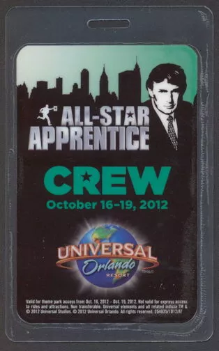 Super Rare Laminated Passes from the All-Star Apprentice Show Picturing Trump