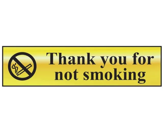 Scan - Thank You For Not Smoking - Polished Brass Effect 200 x 50mm