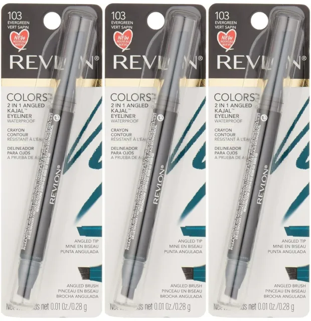 Revlon Colorstay 2 in 1 Angled Kajal Eyeliner 103 Evergreen - 3 PACK