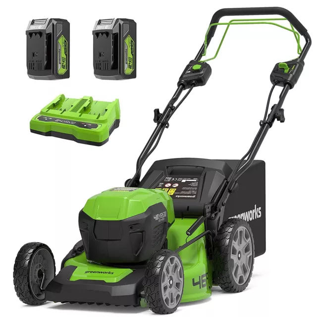 48V Akku Rasenmäher 46cm Selbstfahrend Greenworks mit 2x4Ah Batterie & Ladegerät