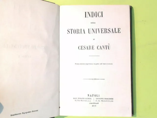 Indici Della Storia Universale Di Cesare Cantu' Pedone Laurel Marghieri 1865 3