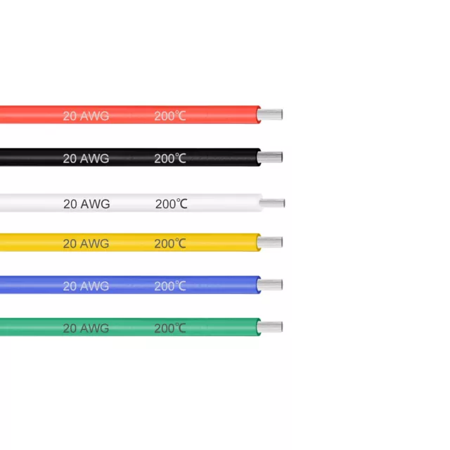 Fil silicone 20 AWG Fil électrique Fil Cuivre toronné  3 ft 6 Couleurs