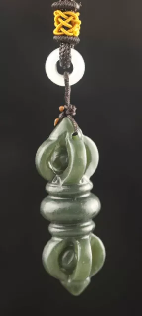 Chinese old natural hetian jade hand-carved statue flower pendant