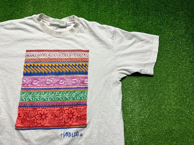 Vintage 90s Harolds Hawaiian Floral Men's Single Stitch Tee Large USA