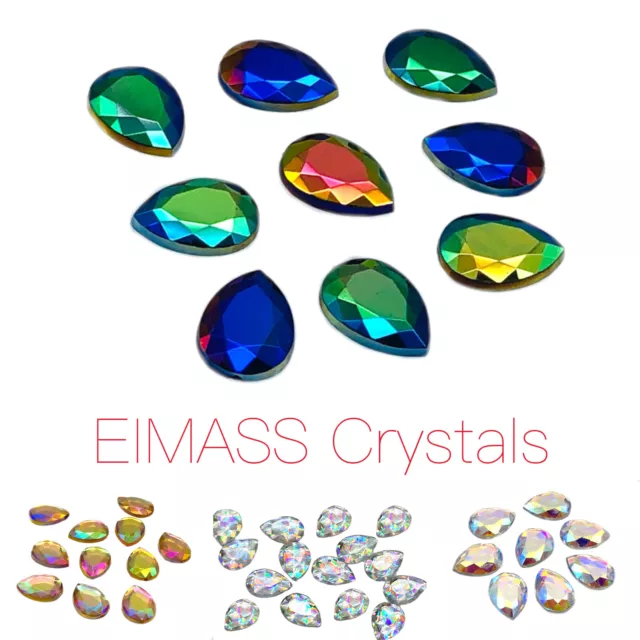 50 x EIMASS® Acryl flache rückseitige Tränekristalle, birnenförmige Strass, Edelsteine