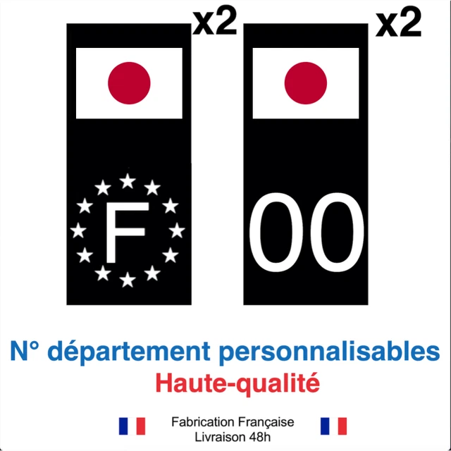 STICKERS AUTOCOLLANT PLAQUE d'immatriculation Drapeau JAPON voiture