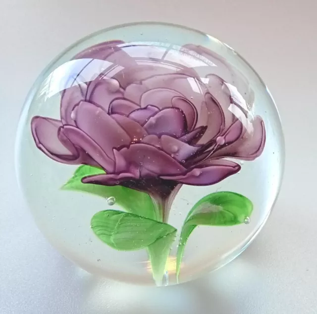 Large Vintage Art Glass Flower Paperweight.