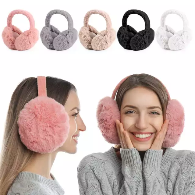 Winter Women Men Warm Faux Fur Ear-Muffs Soft Plush Earmuffs Foldable Earflaps